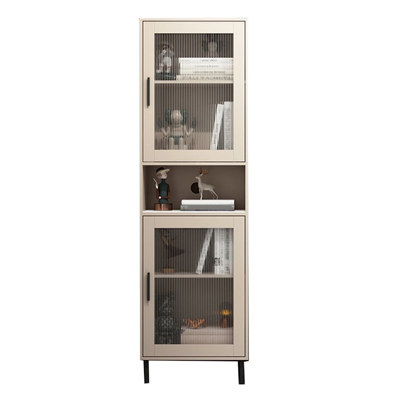 Modern Wooden Storage Cabinet with 2 Storage Shelf and Glass Paned