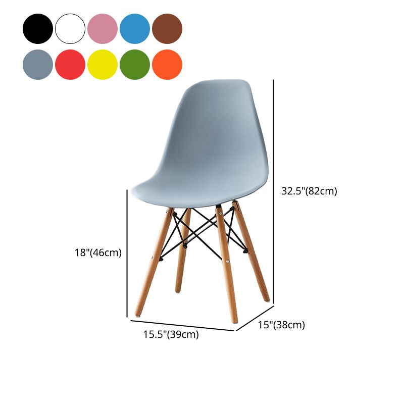 Scandinavian Wood Armless Chair Kitchen Room Solid Back Chair