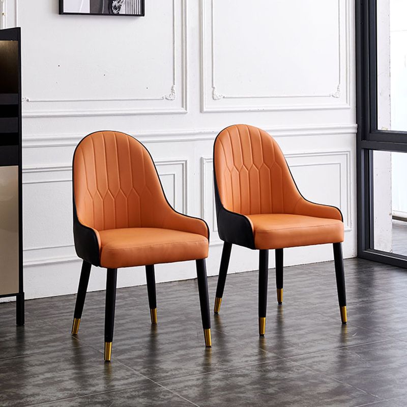 Leather Dining Side Chair Scandinavian Design Arm Solid Back Dining Side Chairs