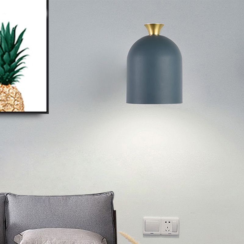 Macaron Style Wall Lamp 1-Light Wall Mount Lamp with Metal Shade for Bedroom