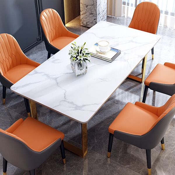Traditional Luxury Sled Base Furniture Marble Dining Table for Dining Room