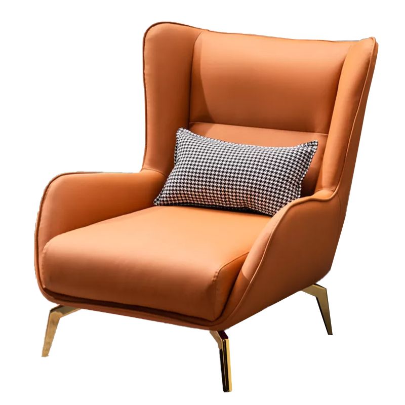 Modern Style Bonded Leather Arms Included with Pillow Wingback Chair