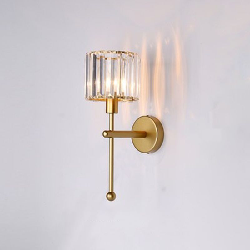 Cilindrische SCONCE-verlichtingsarmaturen Moderne stijl Crystal 1-Licht wandmontage Lamp in zwart en goud
