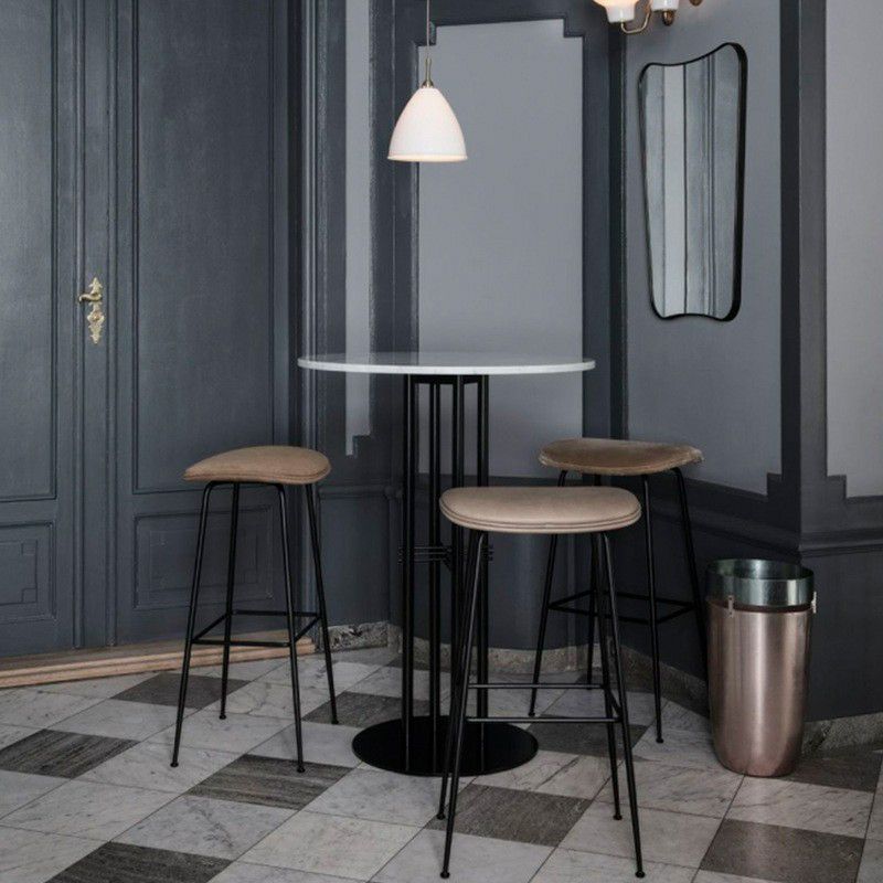 Pedestal Pub Table 41.3"H Glam Round Bar Height Bar Table with Stone Top