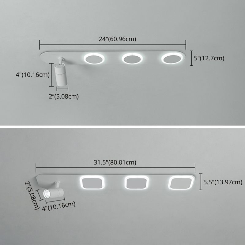 Luz de techo de semi-ras de LED rectangulares en blanco en simplicidad moderna Montaje a ras de hierro forjado con sombra acrílica