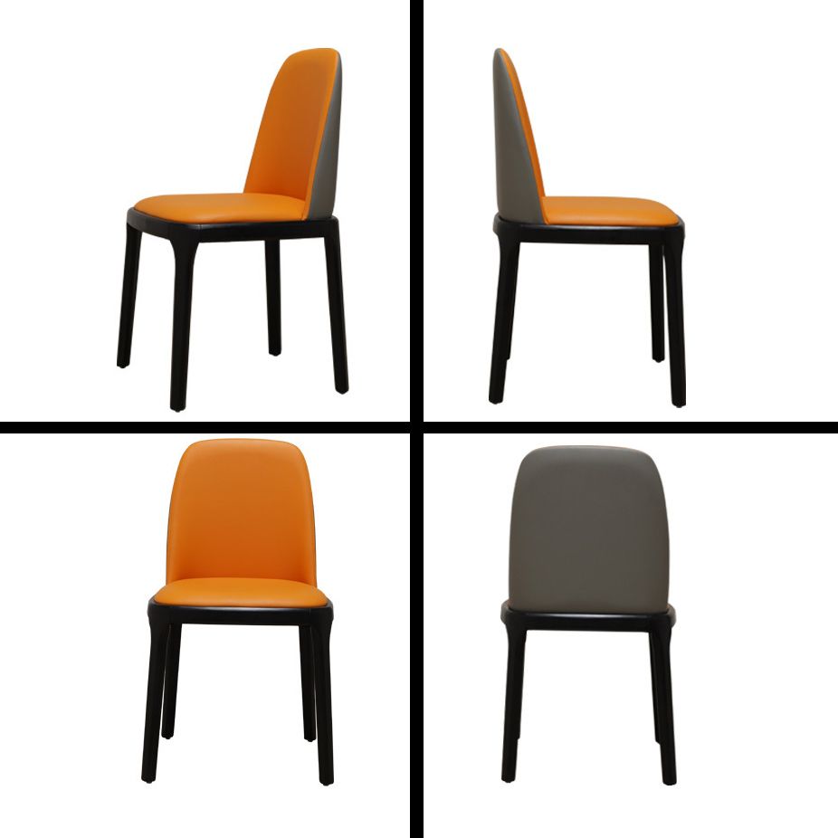 Silla auxiliar Industrial Ash Parsons de cuero con acabado mate (juego de 2)