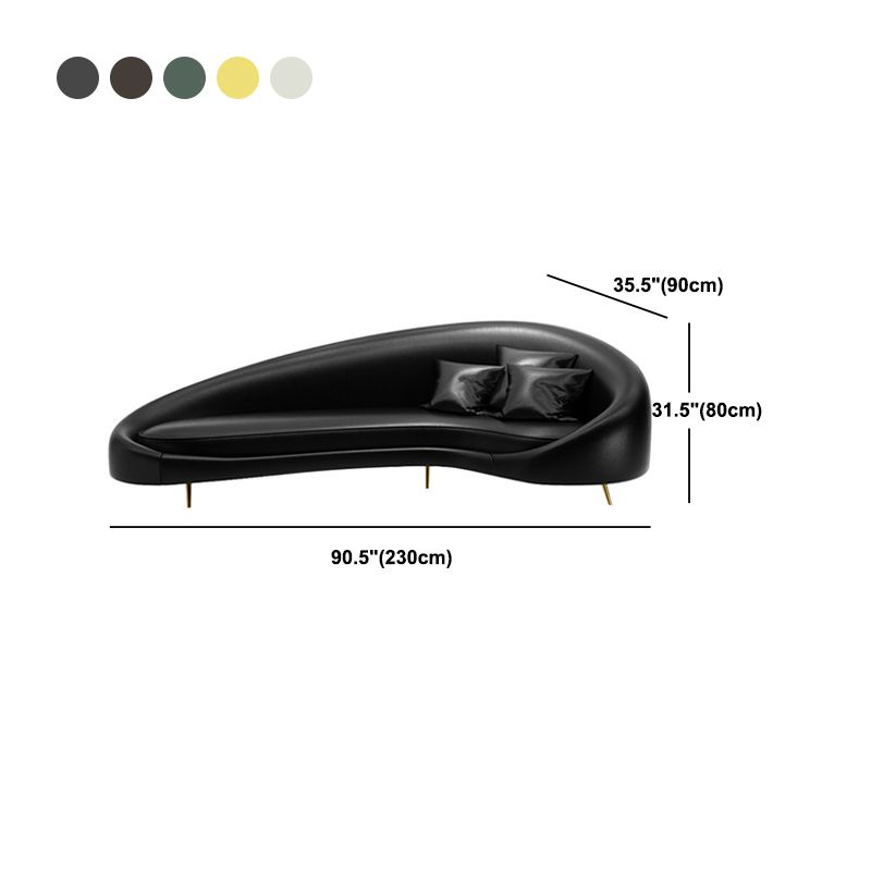 35.43 inch Wide Leather Sofa Sloped Arm Tight Back Modular Sofa