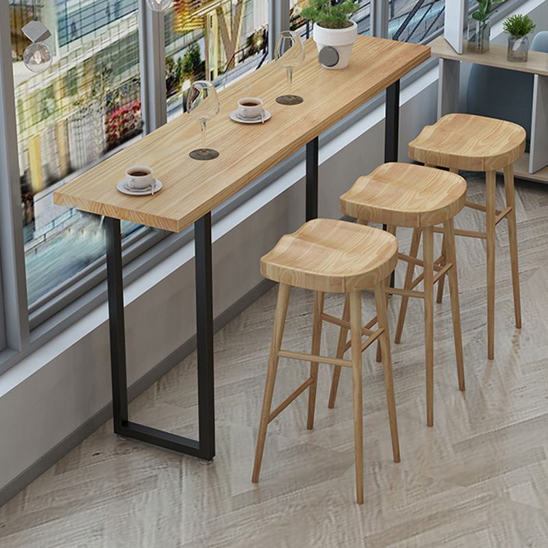 Modern Bar Height Table Solid Wood Top Bistro Pub Table for Living Room
