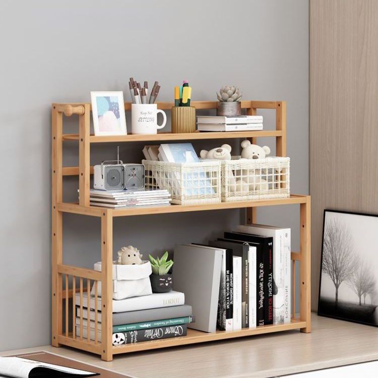 Bamboo Shelf Bookcase Natural Open Back Bookcase for Study Room