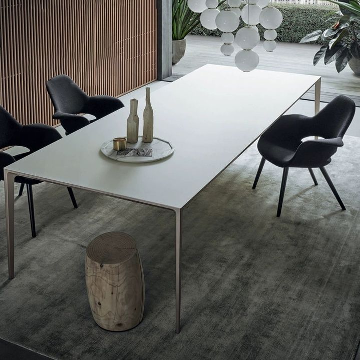 Modern Style Sintered Stone Table 4 Legs Aviation Aluminum Base Rectangle Table for Home