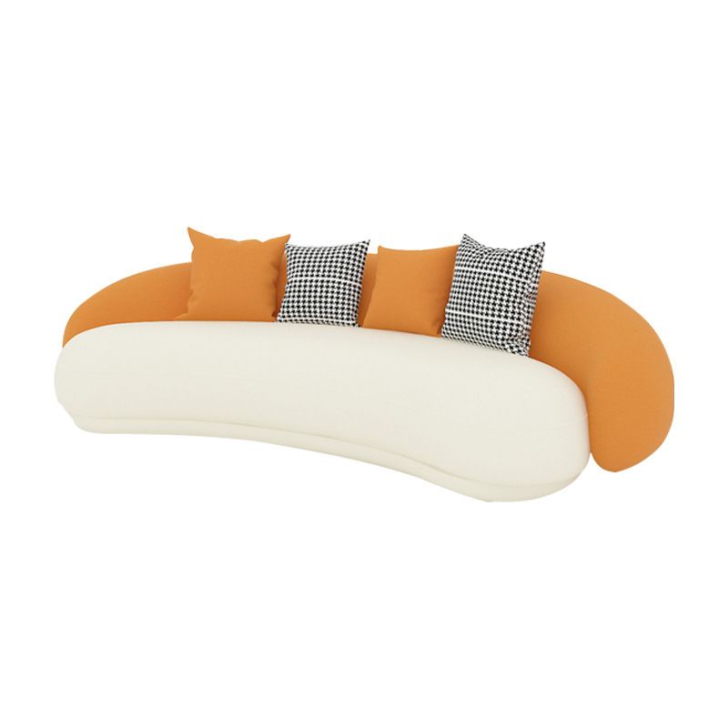 Faux Leather Sloped Arm Curved Sofa Tight Back Seating for Apartment