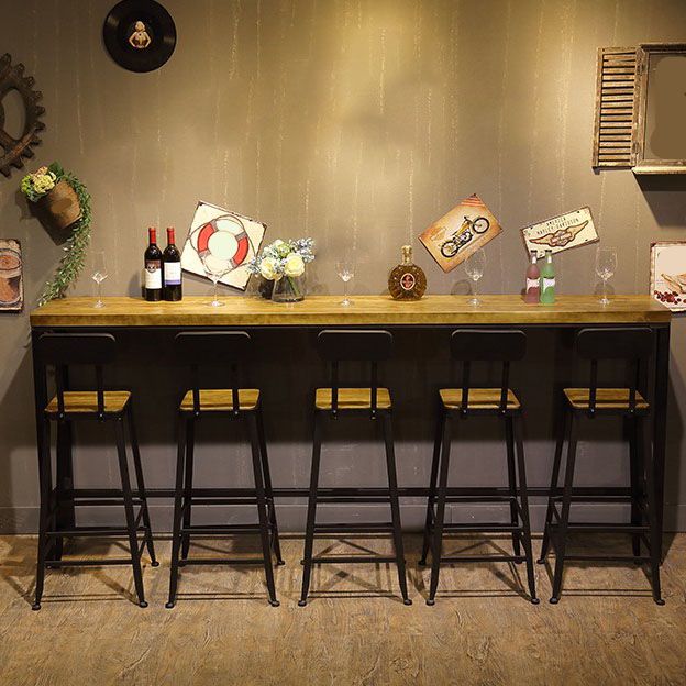 Industrial Bar Table Set 1/6/11 Pieces Rectangle Pine Wood Counter Table for Bar