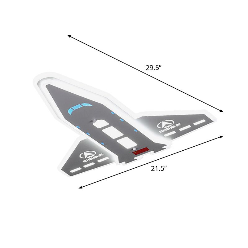 White 3D Aeroplane Design Flush Light Fixture Contemporary Metallic LED Flush Mount Lamp for Kid Room