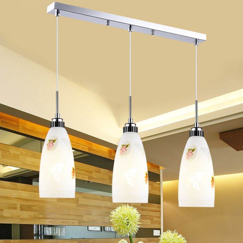 Bell Shade Pendant Light Fixture Modern Glass Dining Room Ceiling Suspension Lamp