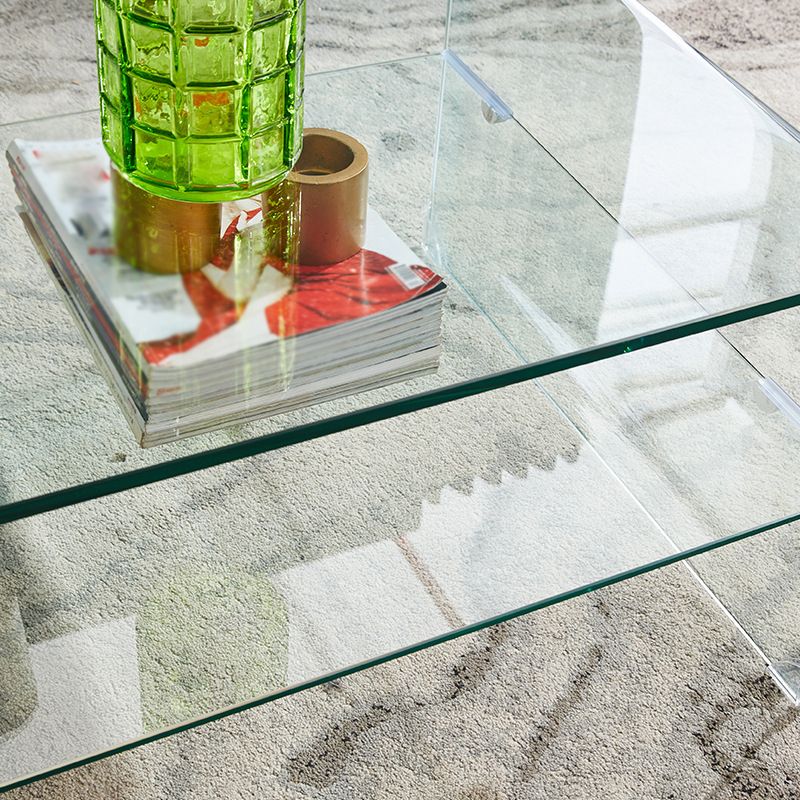 Modern Style Black/transparent Rectangular Coffee Table with Tempered Glass Top