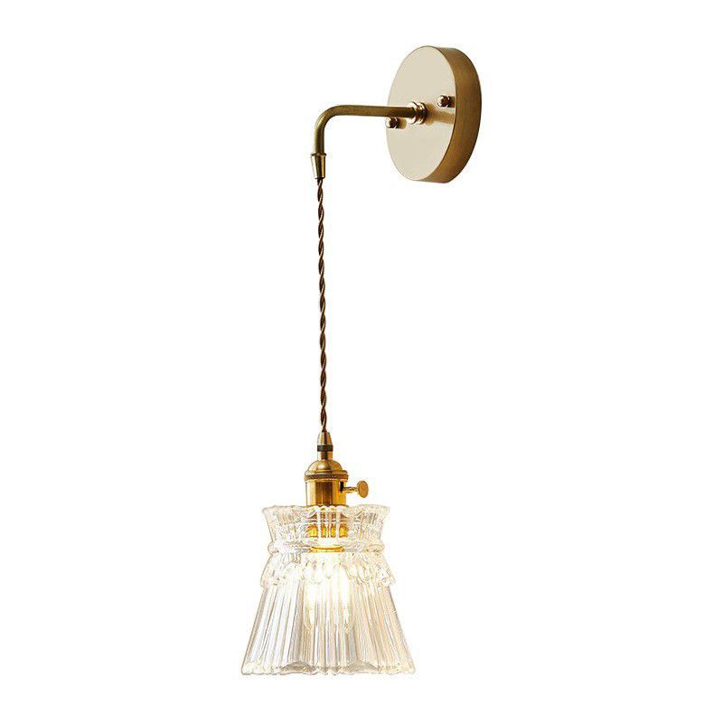 Glass Geometric Shape Wall Lighting Industrial Style 1 Light Wall Light Sconce in Gold