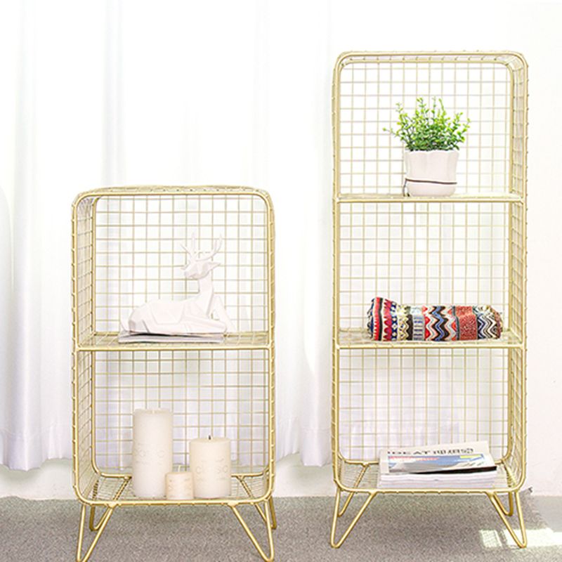 11" Wide Glam Shelf Bookcase Closed Back Gold Metal Bookcase