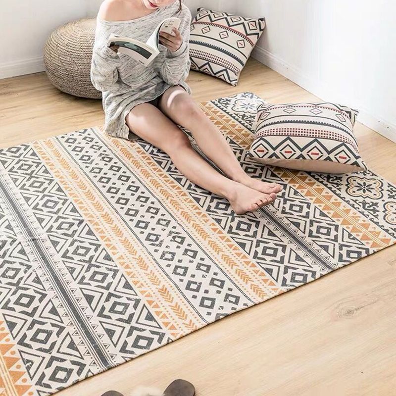 Western Decoration Rug Multi Colored Geo Patterned Area Carpet Cotton Pet Friendly Easy Care Indoor Rug