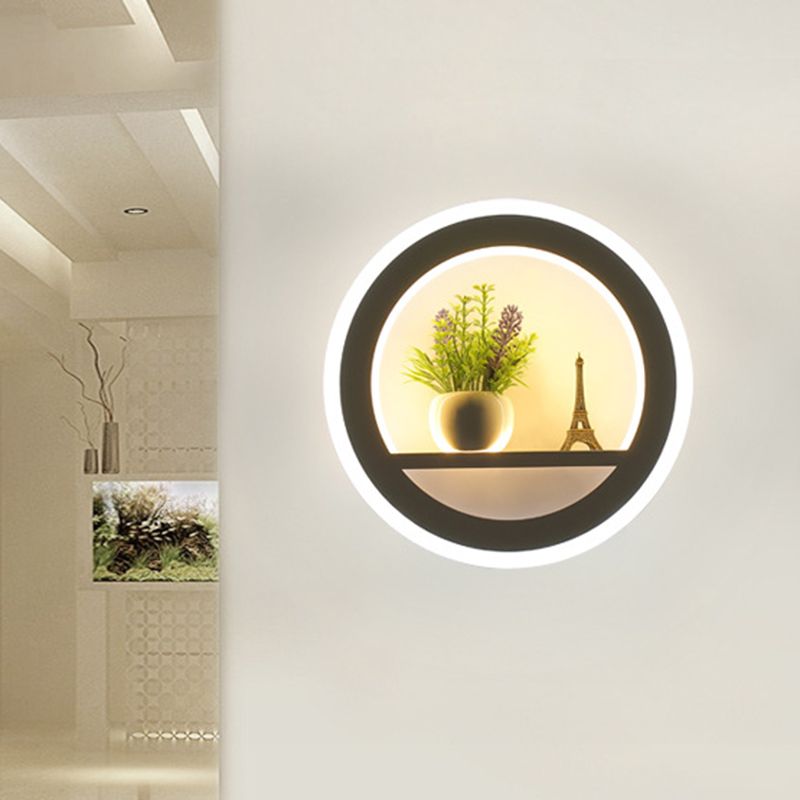 Metal White Sconce Wall Light Circular 1 Head LED Industrial Wall Lighting Fixture