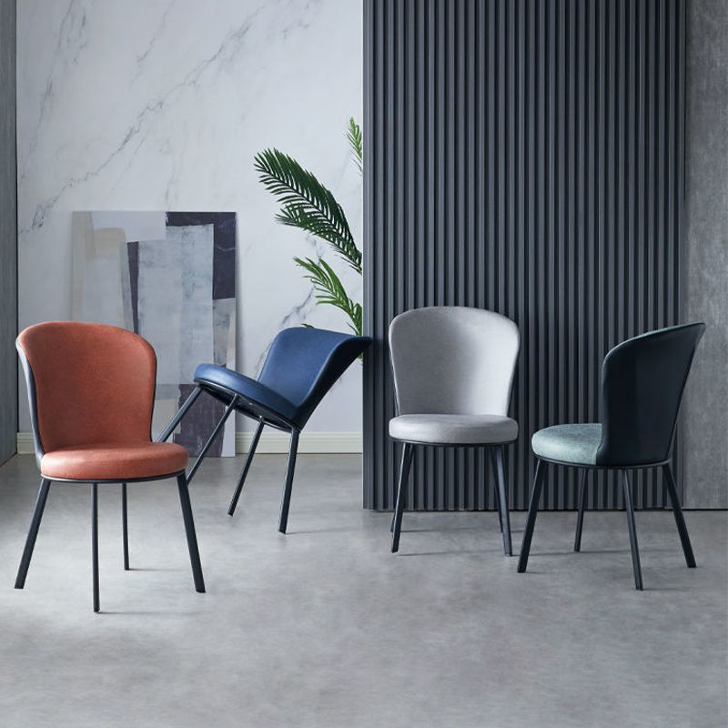 Industrial Faux Leather Dining Chairs Solid Back Armless Dining Chair