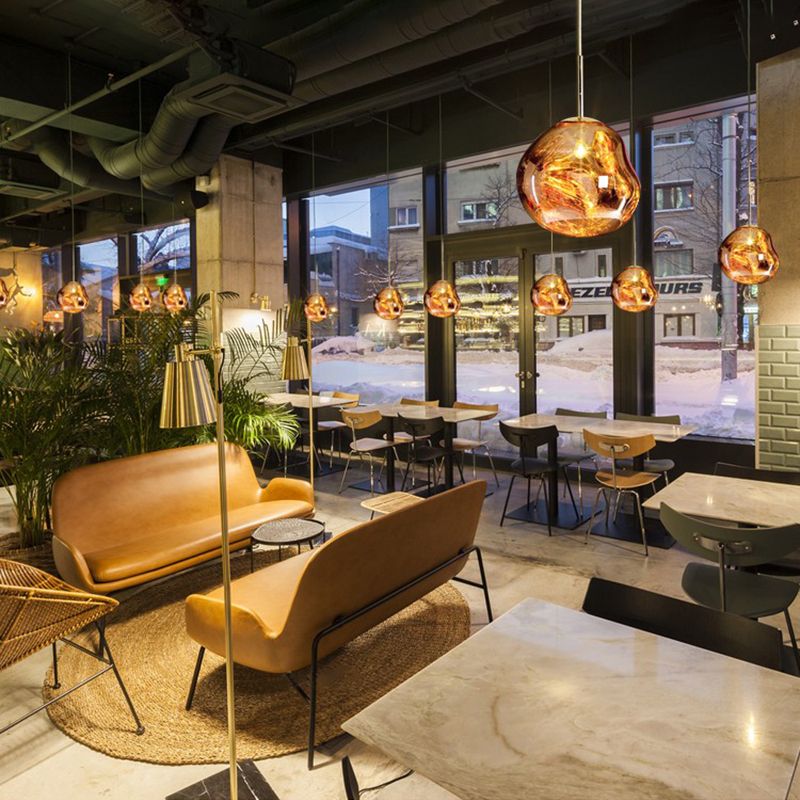 1-Ligth Mouth-Blown Glass Pendant Lighting Fixtures Minimalism Ceiling Pendant for Living Room