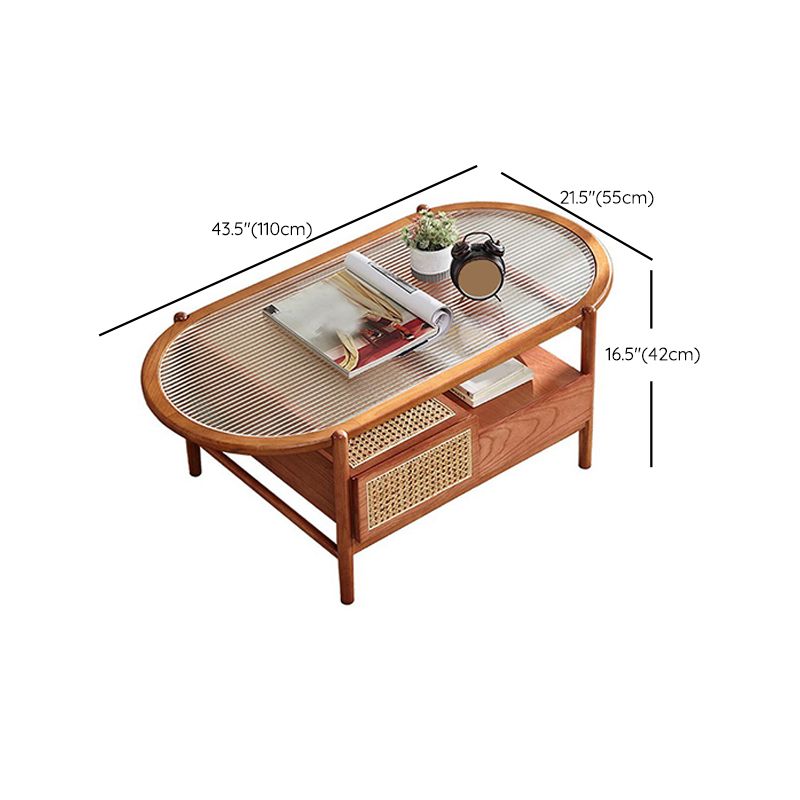 4 Legs Coffee Table Modernism Wood Cocktail Table in Natural
