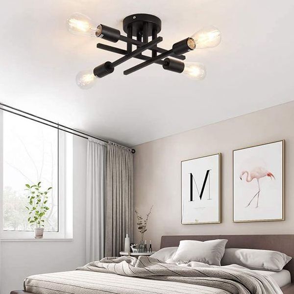 Industrial Retro Semi Flush Mount Sputnik Ceiling Light for Interior Spaces