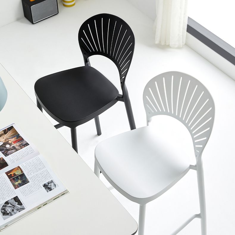 29.53" Plastic Scandinavian Kitchen Dining Room Armless Stool Low Back Bar Stool