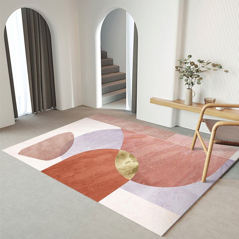 Minimalist Carpet Contrast Panel Carpet Polyester Stain Resistant Area Rug for Living Room