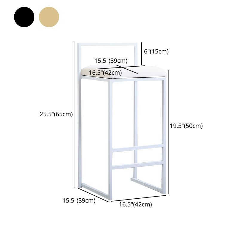 Taburete de bar de metal de estilo moderno con reposapiés y taburete de bar con respaldo bajo para cocina
