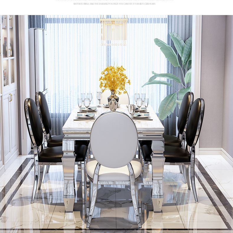 Nordic Rectangle Dining Site Table Marble Dining Room Collection with 4-foot