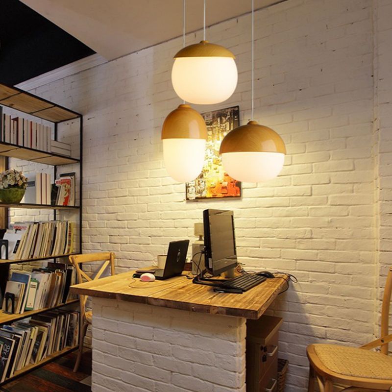 1-Light Pendant Light Modern Style Geometric Shape Lighting Pendant with Glass Shade