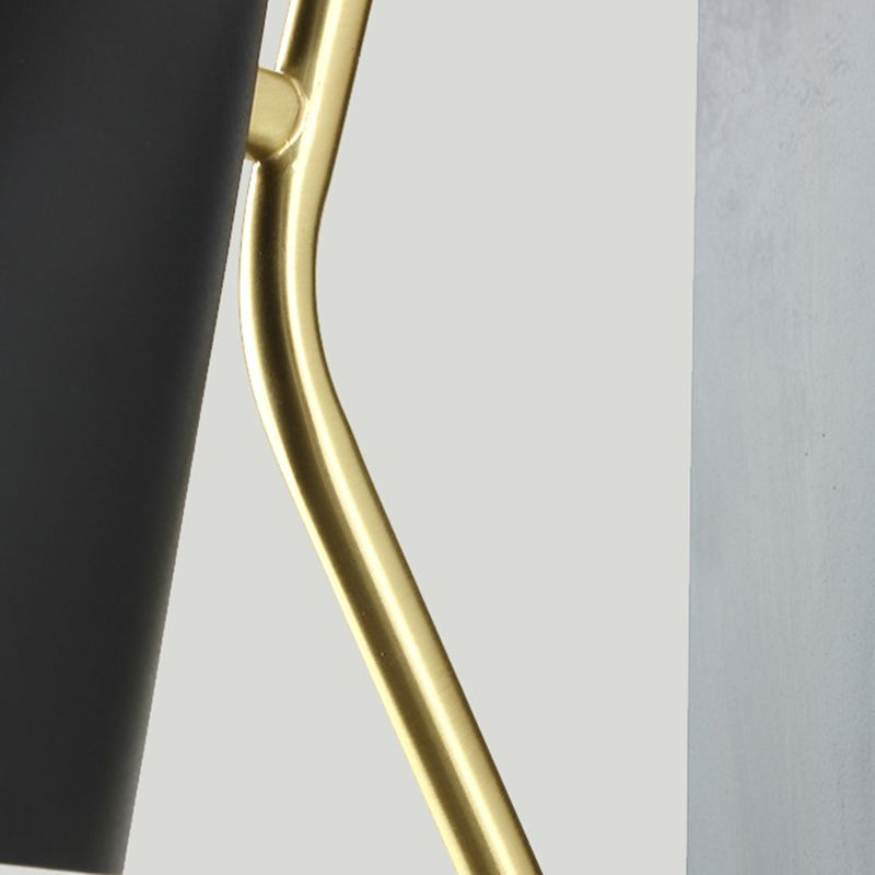 Single Contemporary Black/White Wall Mounted Sconce Metallic Shaded Wall Light