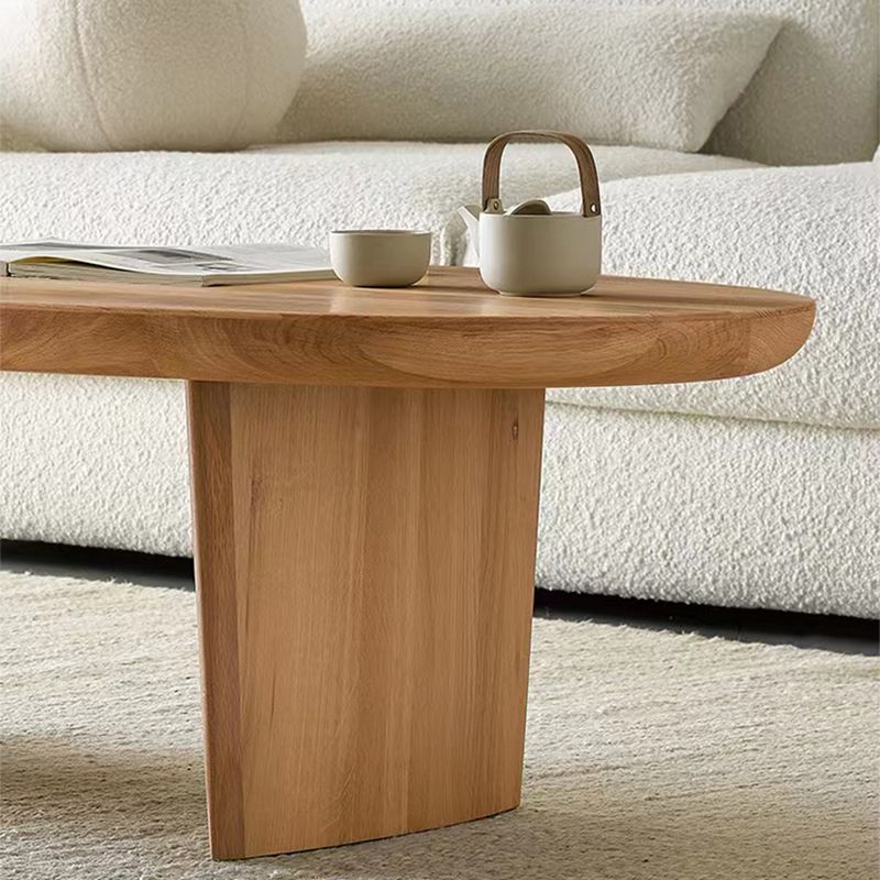 2 Legs Coffee Table Contemporary Solid Wood Coffee Cocktail Table