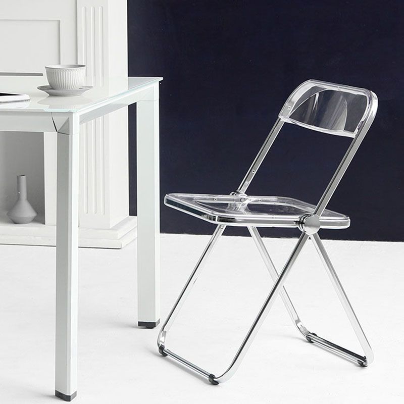 Chaise sans bras de salle à manger en plastique de style industriel, chaises latérales de salle à manger à dos ouvert