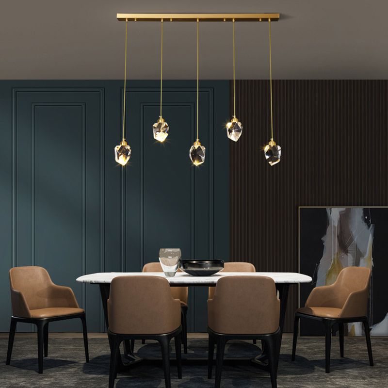 Contemporary Style Geometry Shape Island Lights Crystal Pendant Lights in Gold