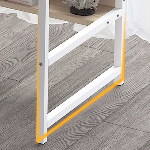 Metal and Wood Writing Desk Contemporary Corner Bedroom Office Desk with Bookshelf