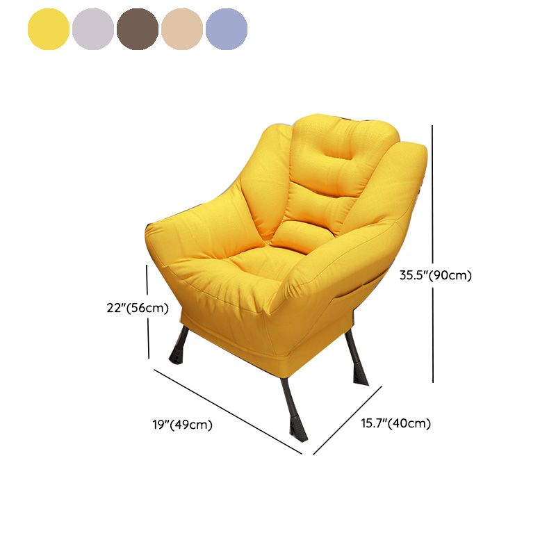 Scandinavian Accent Chair Solid Color Bedroom Reclining Basic Four Leg Arm Chair