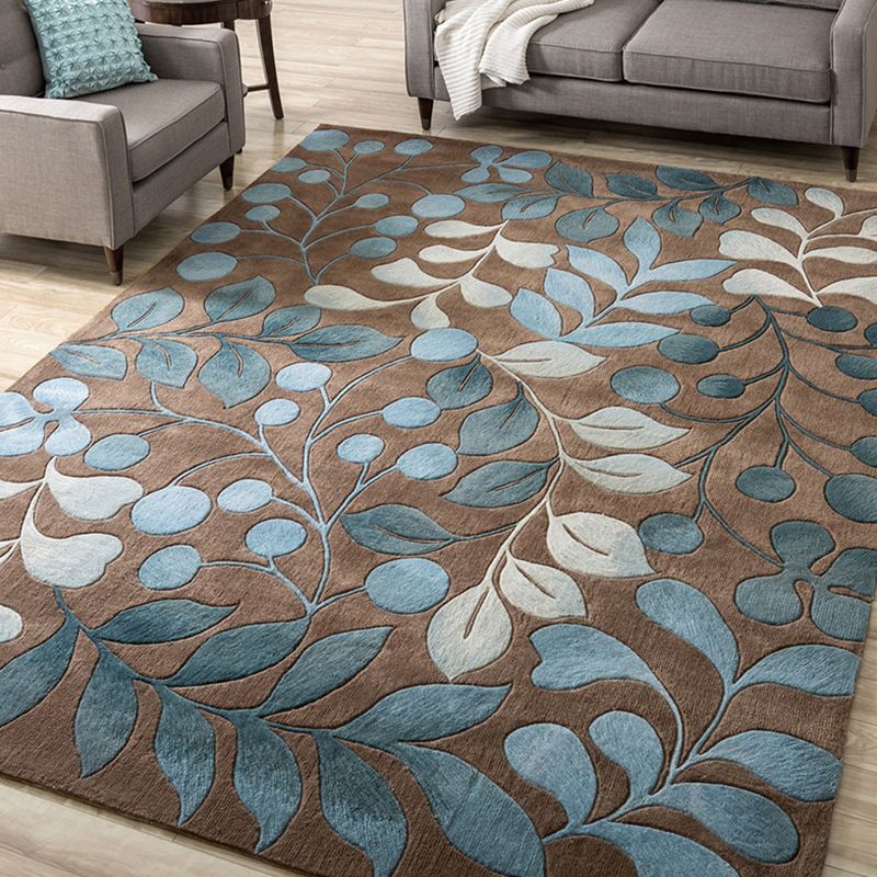 Nordic Bedroom Rug Multi Colored Plant Printed Area Rug Polypropylene Pet Friendly Stain-Resistant Carpet