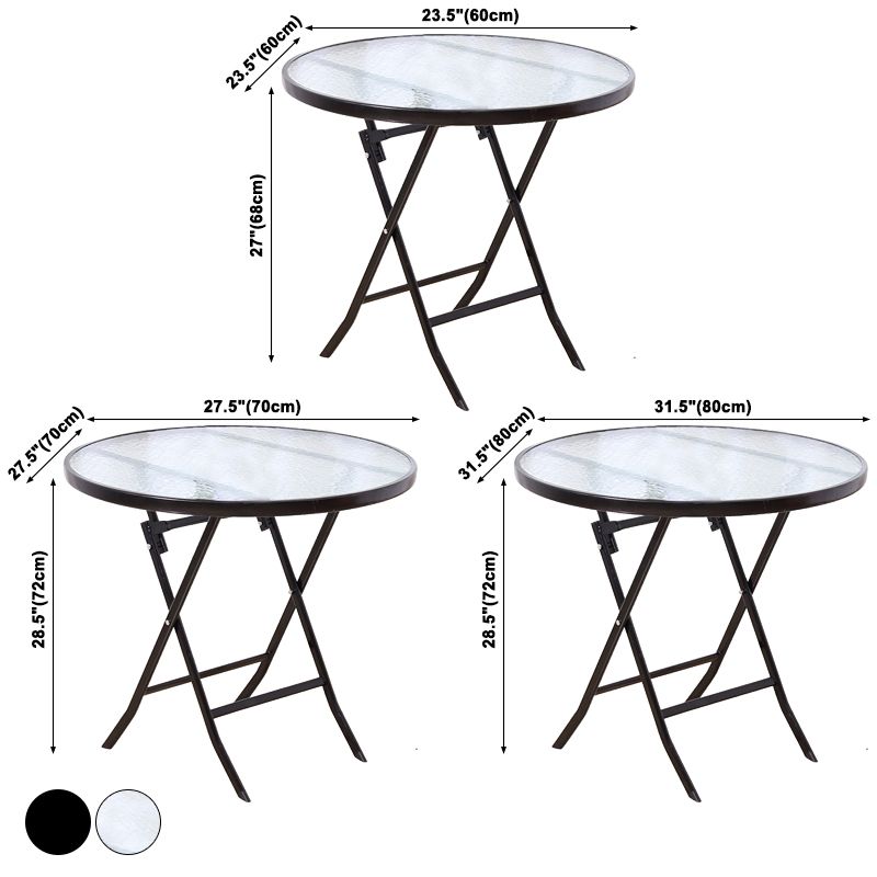 Modern Style Glass Dining Room Dinner Kitchen Table Round Table with Black Frame