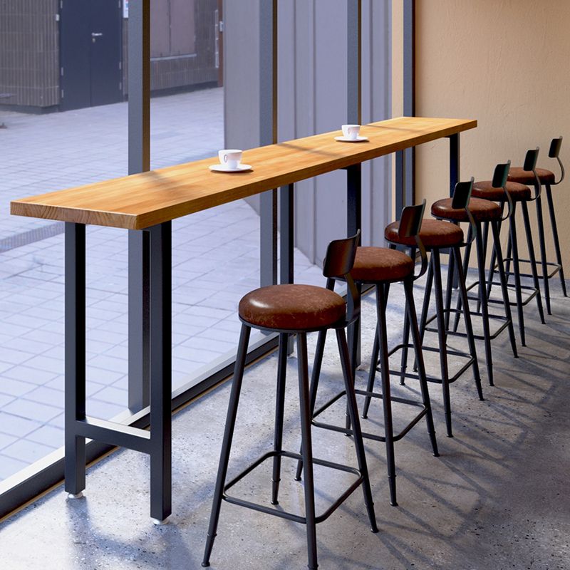 Rectangle Wood Top Counter Table Industrial Bar Table for Dining Room
