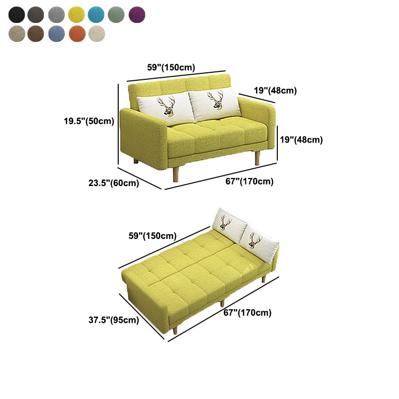 Contemporary Biscuit Back Standard Square Arm Fabric Stationary Sofa