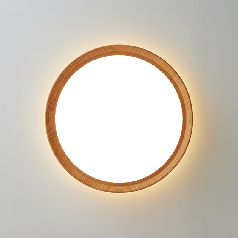 Round Flush Mounted Ceiling Lights Wooden LED Flush Mount Lighting for Bedroom