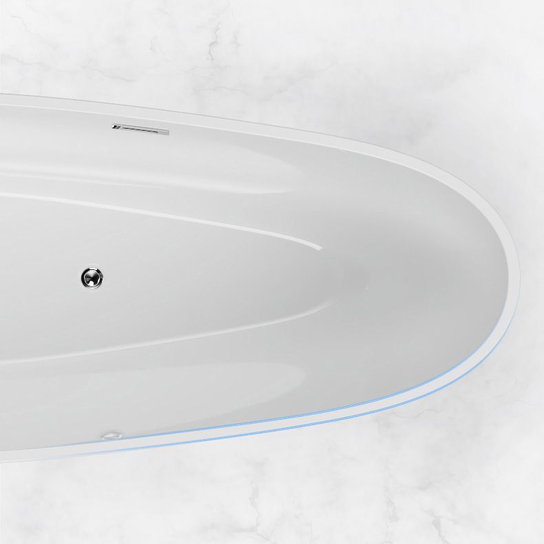 Acrylic Modern Bath Freestanding Oval Soaking White Center Bathtub