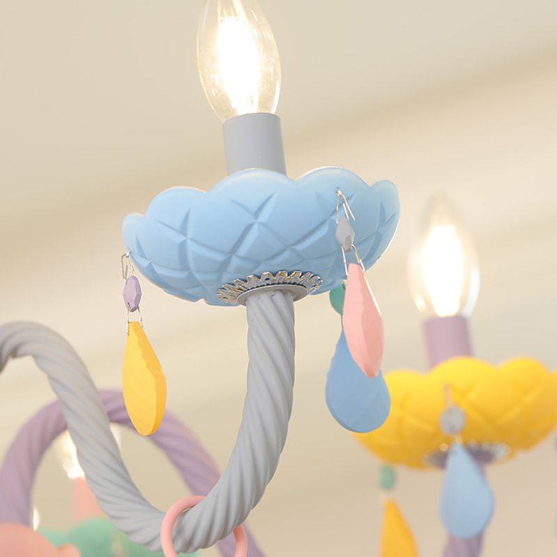 Pendre coloré en acier inoxydable dans un lustre en cristal de style créatif moderne pour chambre à coucher