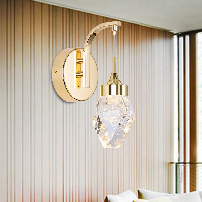 Geometric Living Room Sconce Light Vintage Bubble Crystal LED Gold Wall Lighting Fixture for Bedroom