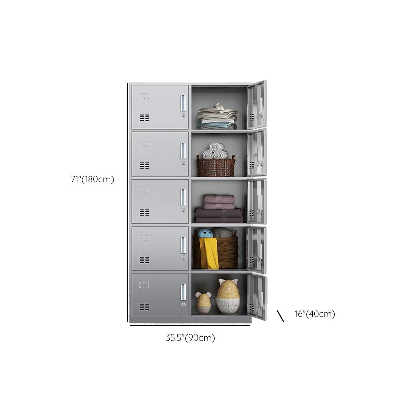 Chrome Steel Cabinet for Bathroom Modern Indoor Storage Cabinet with Hinged Doors