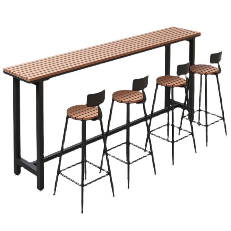 Industrial Metal Base Bar Table Pub Height Dining Table for Outdoor