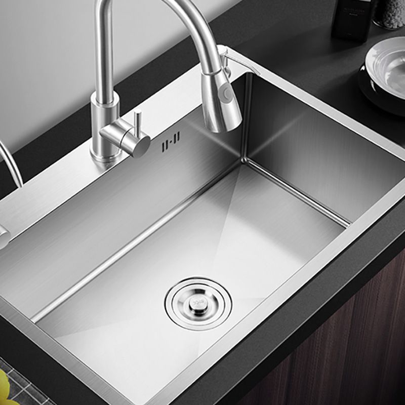 Contemporary Stainless Steel Kitchen Sink Single Bowl Rectangle Sink with Soap Dispenser