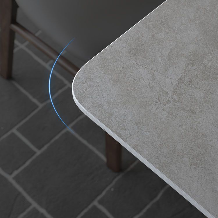 Mesa de piedra sinterizada moderna medieval mesa de comedor gris rectangular con madera 4 patas